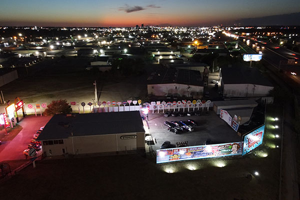 Stokely Event Center Outdoor Signage at Night