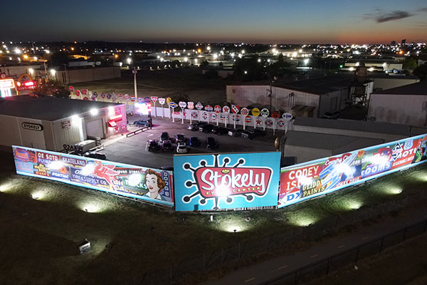 Stokely Event Center Outdoor Signage at Night