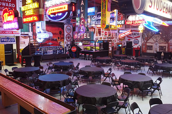 Stokely Event Center Seating and Neon Signage