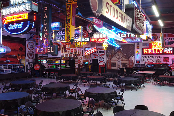 Stokely Event Center Seating and Neon Signage