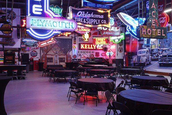 Stokely Event Center Seating and Neon Signage